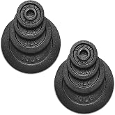 Yes4All 1.15 inch Cast Iron Weight Plate - Ideal for Weightlifting Arm, Strength Training and Weightlifting (Set)