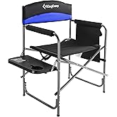 KingCamp Campingstuhl Regiestuhl mit Seitenablage und Seitentasche &Uuml;bergro&szlig;er Gepolsterter Sitz belastbar bis 180 kg