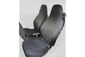 Susy Shop Coprisedili Auto Compatibili Per Smart Fortwo W450, W451 e W453, Coppia Di Fodere Anteriori In Tessuto Deluxe Gabardine (Nero - Grigio)