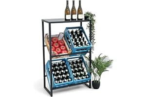 DanDiBo Getränkekistenregal 4 Kisten mit Ablage Schmal Metall Stehend 96547 Getränkekistenhalter 100 cm Getränkekistenständer Flaschenkistenregal