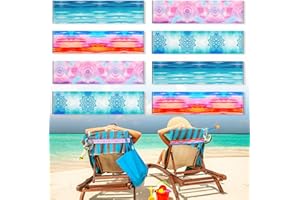 BOAO 8 Pcs Large Towel Bands for Beach Chairs 15.75" x 1.97" Cruise Chairs Towel Bands Elastic Windproof Lounge Clips Strap Holder for Summer Pool Hawaiian Accessories Gifts (Gradient Style)