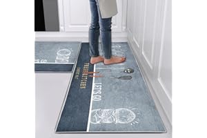 Hoimlm Kitchen Rug Set 2 Piece Non Slip and Anti Fatigue Kitchen Mat, Washable Mats and Rugs for kitchen,Hallway Runner Set, Dining Room, Entryway and Home Decoration Office