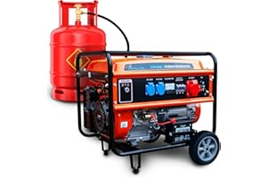 Extralink Generador Eléctrico 5500W Gasolina/Gas | Grupo Electrógeno Trifásico Dual Fuel 188F 4T, Onda Pura, 2×230V 1×400V, Arranque Eléctrico y Protección Sobrecarga | Portátil para Casa