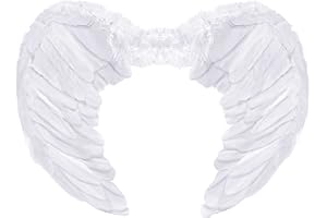Balinco Engelsflügel | Engelflügel | Engel Flügel | Amor | Federflügel | Christkind als Accessoire für Damen Kostüm Halloween | Karneval | Mottoparty (Weiß)