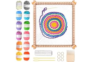 SUNOYA Webrahmen 28 X 25 cm - Für Erwachsene Und Kinder - Mit 12 Farben DIY Handgemachtes Garn, Nadel, Webkamm, Schiffchen - Für Anfänger Zum Weben Und Gestalten