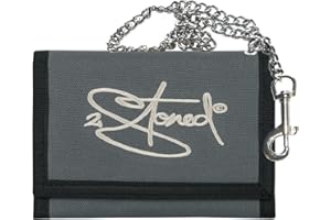 2Stoned Geldbörse Wallet Unisex Dunkelgrau mit Kette und Karabiner, Stick Classic Logo, aus Polyester
