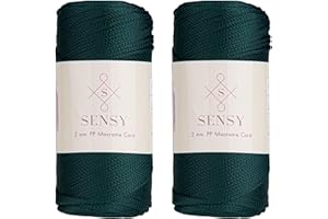 S SENSY 2 Garnstrange Sensy Premium 2 mm 230 Meter Polyester-Seil, 100% Polypropylen-Kordel Makramee-Kordel 2 mm Häkeltasche Kordel Makramee Seil Häkelgarn Geschenk für Strickwaren (Waldgrün)