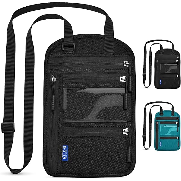 Pochette Tour De Cou Anti-vol RFID - Étanche, Réglable, 19x15 Cm - Pour Passeport, Smartphone, Argent - Voyage, Sport, Quotidien