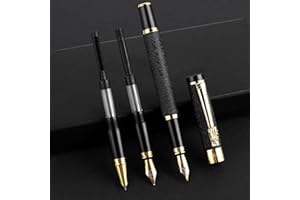 Amaxiu Lot De 3 Stylos Plume De Luxe Avec 3 Pointes Différentes, 0.38mm Iridium À Pointe Extra Fine, 0.5mm Moyen Et 1.0 mm Plume courbée En Métal Pour Calligraphie Cadeau Pour Journal Bureau(Noir)
