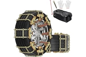 SUNYRISY 8Pcs Schneeketten, Universal Anti-Rutsch Einstellbare Schneeketten für Reifenbreite 215-285 mm, Fett Schwerlast Notfallzugketten für die Meisten PKW/SUV/LKW