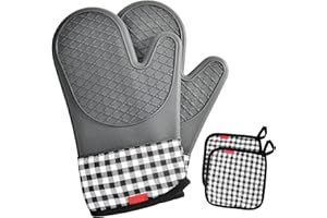 Ankway, guanti da forno e presine, da cucina con sottopentola e sottopentola, resistenti al calore, antiscivolo con impugnatura ruvida moderno 4 pcs