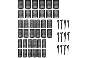 KEYRI 48 Piezas Bigudíes Pelo de Rulos y Clips de Rodillo Profesional de Autoadhesivas Bigudíes Pedazos Rulos para el Pelo Auto Agarre Rulos Pelo Grandes para Salon Corto Largo Rizos (Negro)