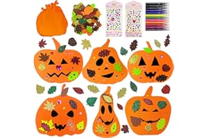 BYHSOEP Herbst Basteln für Kinder,126 Stück Halloween & Herbst DIY Kürbis Bastelset,Bastelset Kinder Halloween,Kürbis Dekorationen für Herbst und Halloween,Kinder Bastelset