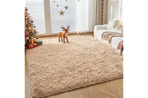 CHOSHOME Tappeto Soggiorno Moderni Unicolore Morbido Tappeti Soggiorno Pelosi Camera da Letto Morbido Tappeti Soffici in Velluto per, Adatto per Tappeto per Soggiorno (Beige,150x240cm)