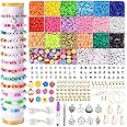 DIYDEC 2460 Pcs Clay Beads Kit, 18 Colors Flat Round Clay Beads Bracelet Making Kit, Heishi Clay Spacer Beads with Heart Letter Polymer Clay Beads for Jewelry Making Necklace Earring DIY Craft