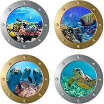 Wandtattoo Badezimmer 'Bullauge Goldfische' – Maritime Deko, Selbstklebend, 57x57 Cm, Für Fliesen, Tapeten, Türen, Made In Germany