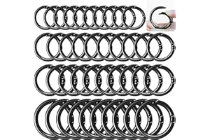 HAVACUE ㅤ HavaCue 40 Pezzi Moschettoni Rotondi,4 Taglie Scatto Molla Rotonda,20/24/27/33mm Moschettone a Molla Rotonda,Argentato Moschettoni a Scatto per Borse Portafogli Fai da te Artigianato(Nero)