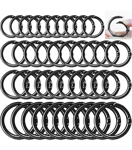 40 Moschettoni Rotondi HavaCue - 4 Taglie (20/24/27/33mm), Argento, Per Borse, Portachiavi, Fai Da Te