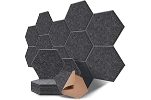 SOSINYA Mousse Acoustique Autocollante,12 Pack Panneaux Acoustiques Haute Densité pour la Décoration Mur/Porte/Plafond et le Traitement Acoustique, panneau acoustique mural(30x26x1cm) (noir pur)
