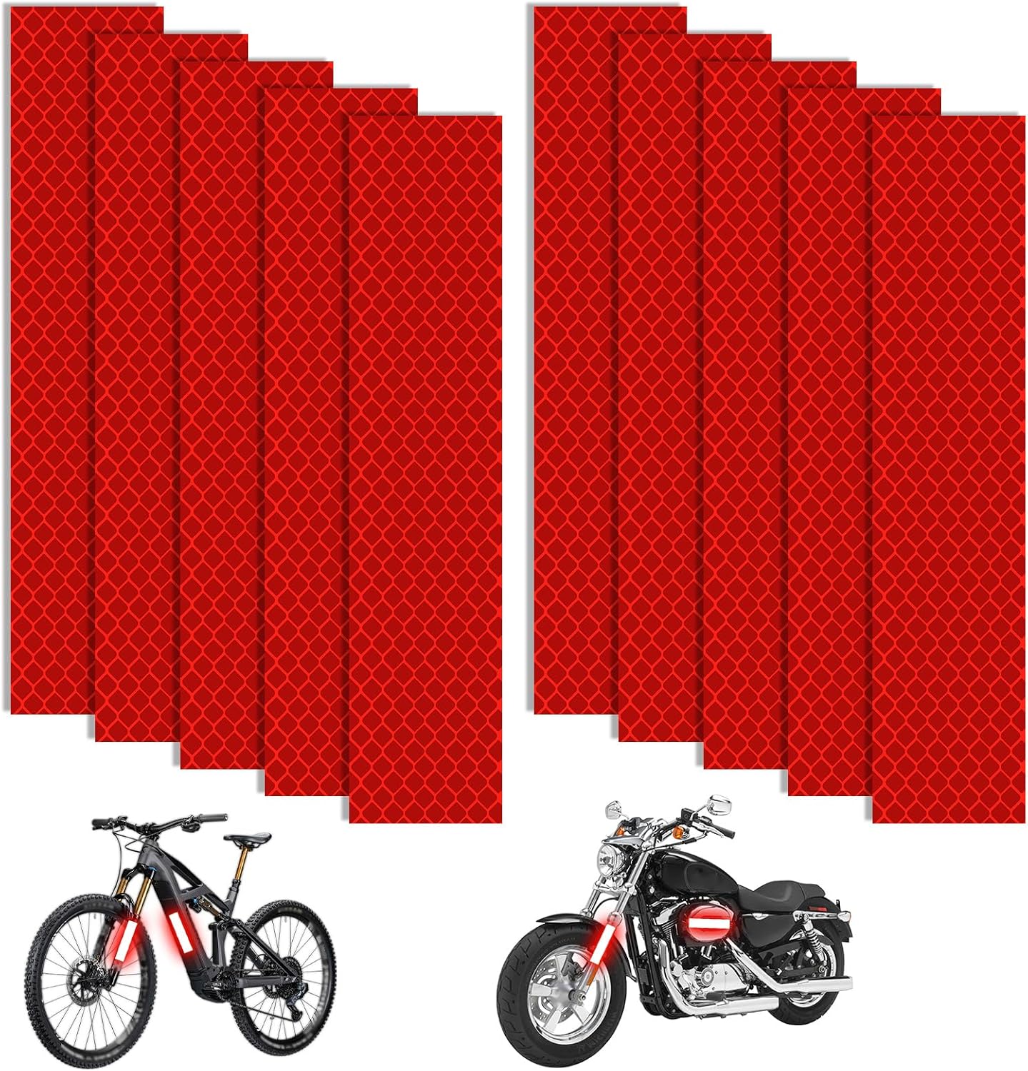 10PCS Reflective Stickers, 15 X 3 cm Diamond Grade Warning Reflective Stickers High Visibility Nighttime Safety Waterproof Self-Adhesive Decals for Motorcycle Vehicle Car Bike Helmet Hard Hat