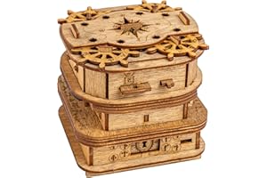 IDVENTURE Cluebox, Un juego de escape en una caja, el cofre de Davy Jones, rompecabezas 3D de madera cada de regalo, caja de trucos