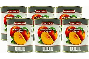 S.MILE GMBH Food-United Dunst Pfirsiche in Hälften ohne Zuckerzusatz 6 Dosen Füllmenge 820g ATG 480g ohne zusätzliche Aromen naturbelassen reif geerntet und ohne Konservierungsstoffe (6 Dosen)