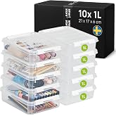 SmartStore 1L Plastic Storage Boxes with Lids - Set of 10 - Stackable and Nestable - 10 Year Warranty - Food Safe - Clip Clos