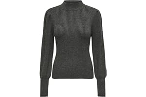 ONLY Damski sweter ONLKATIA L/S z wysokim dekoltem KNT NOOS Vests, Dark Grey Melange, M, Dark Grey Melange, M