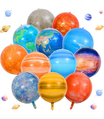 Weltraum-Ballons Für Kindergeburtstage – 12 Stück Mit Planeten, Helium-tauglich!