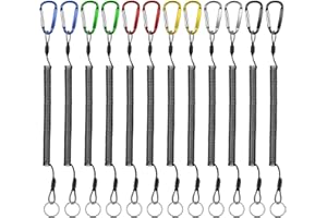 EEEKit 12 Stück Angeln Lanyard, Draht Stahl Einziehbarer Angeln Lanyards Bootfahren Seile Elastisch Spiral für Schlüssel, Zange, Fisch Tool Anti Verloren