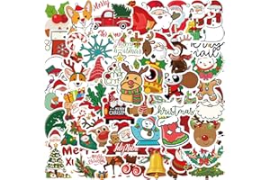 Lumcov 50 Pièces Autocollants de Noël, Auto-adhésif Cadeau Stickers, Merry Christmas Gommettes Motif pour Scrapbooking Artisanat Décoration