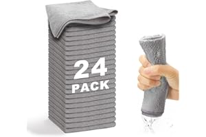 WEAWE® Mikrofasertücher - Serie 2100 (33x33cm) Superweiches, Hochsaugfähiges putztücher Lappen küche, wiederverwendbar, fusselfrei, waschmaschinenfest Microfasertücher Grau (24 Stück)