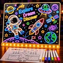 MEKOTRIN Tablette Lumineuse LED, Tableau d'Affichage en Acrylique avec Stylo 7 Couleurs & Support Réglable 25 x 20 cm, pour Deco Chambre Bureau Listes To-Do et Ecriture
