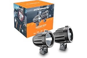 INTERPHONE Coppia Faretti LED Anteriori da Moto, Kit con 2 faretti moto ausiliari con omologazioni stradale ECE R112, Luci moto con potenza 10W, flusso luminoso 990 Lumen e pattern fascio luce SPOT