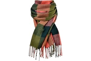 Fullogo Women Winter Scarves, Fashion Ladies Scarf, Cashmere Warm Soft Tartan Check Wraps, Shawl Scarfs Gifts for Women UK