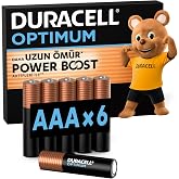DURACELL OPTIMUM AAA Alkalin İnce Kalem Pil (6&rsquo;lı Paket) &ndash; 1,5V | POWER BOOST AKTİFLERİ İLE DAHA UZUN &Ouml;M&Uuml;R Modern Cihazların 