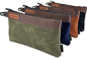 WELKINLAND Heavy-Duty Canvas Tool Pouch, 4PCS Tool Pouches, 12" Tool Pouch, Waxed Canvas Zipper Tool Pouch, Canvas Socket Bag, Canvas Tool Bag Zipper, Tool Pouch Bag, Zipper Tool Pouch, Tool Pouches with Zipper