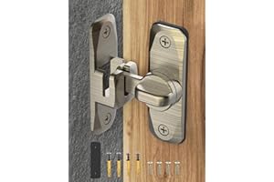 MEBANTOO 90/180 Degree Flip Barn Door Lock, Protect Privacy - Security Door Latch, Small Gate Latches Hardware for Barn, Garden, Bathroom, Cabinet, Window, Sliding Door (Bronze-1PC)