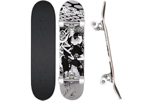 WeSkate Skateboard Complet 78,7 x 20,3 cm, 7 Couches d'érable Canadien, Double Coup concave Standard, Planches à roulettes Standard pour Enfants, débutants, Filles, garçons, Adolescents, Jeunes