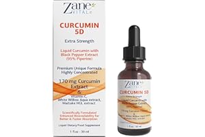 ZANE VITALE Zane Curcumin 5D │ Turmeric Curcumin Drops, Highly Concentrated 170 mg with Black Pepper for Better Absorption │ for Joint, Brain & Immune Health| Vegan | Non-GMO | Gluten-Free | 1 Fl Oz.- 30ml