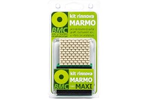 BMC Renoveringskit Marmor MAXI - manuell marmorpoleringskit med minidiamantskivor, 4 kornstorlekar, för grov-, medelslipning och polering av marmor och kalksten med polerpulver, inklusive 100 gr extra