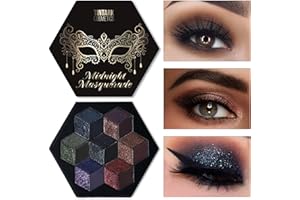 TINTARK Black Smokey Eyeshadow Makeup Palette, Dark Smoky Eye Shadow Palettes for Halloween Goth Make up Glitter Shimmer Matte Pallets, Midnight Masquerade 21 Colors Brown Neutral Naked, Talc Free