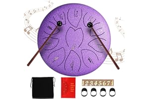 Couleeur Steel Tongue Drum, 6 Pouces 11 Tons Handpan Drum, Mini Tambour à Langue Handpan Instrument, Percussion Steel Drum pour Méditation, Yoga, Performances, Education (Violet)