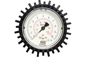 HVG Manometer Reifenfüller 10 bar 145 psi, G1/4" 63 mm WIKA mit Gummischutzkappe