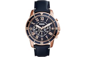 Fossil Montre Grant pour Homme, Mouvement chronographe à Quartz avec Bracelet en Cuir et Acier Inoxydable