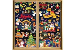 DPKOW Navidad Reyes Magos Pegatinas de Ventanas Decoración, Navidad Nacimiento Pegatinas de Ventanas para Reyes Magos Pared Puerta Casa Decoración
