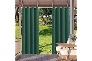 HUAXIQUE Outdoor Vorhang Wasserdicht Wetterfest Blickdicht 213x213cm Dunkelgrün Verdunklungs Vorhänge mit Ösen Sichtschutz Sonnenschutz Outdoor Gardine für Balkon Terrasse Pergola Gartenlaube Veranda