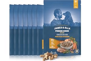 James & Ella Complete Freeze-Dried Raw Dog Food ❘ Free Run Chicken (8 x 100g), Freeze-Dried Dog Food, Packed with Protein, Essential Oils & Minerals for Healthy Dogs, Lightweight & Gluten Free