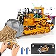 FUUY Bulldozer Toy Boys Construction Vehicle Toys For 4-7 8 9 10 11 Boy Toys For Kids Birthday Gifts Ideas With Light Sound Metal Shovel Ripper Dozer Front Loader Toy 9 Channel 2.4Ghz Gift, Yellow