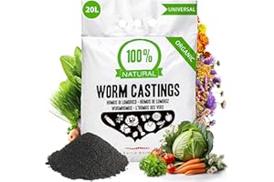 Worm Castings 20 Liter - Pure Natural Multipurpose Fertiliser Vermicompost - Natural Improver Plant Feed for Potting Germination Growing - Baltic Worm